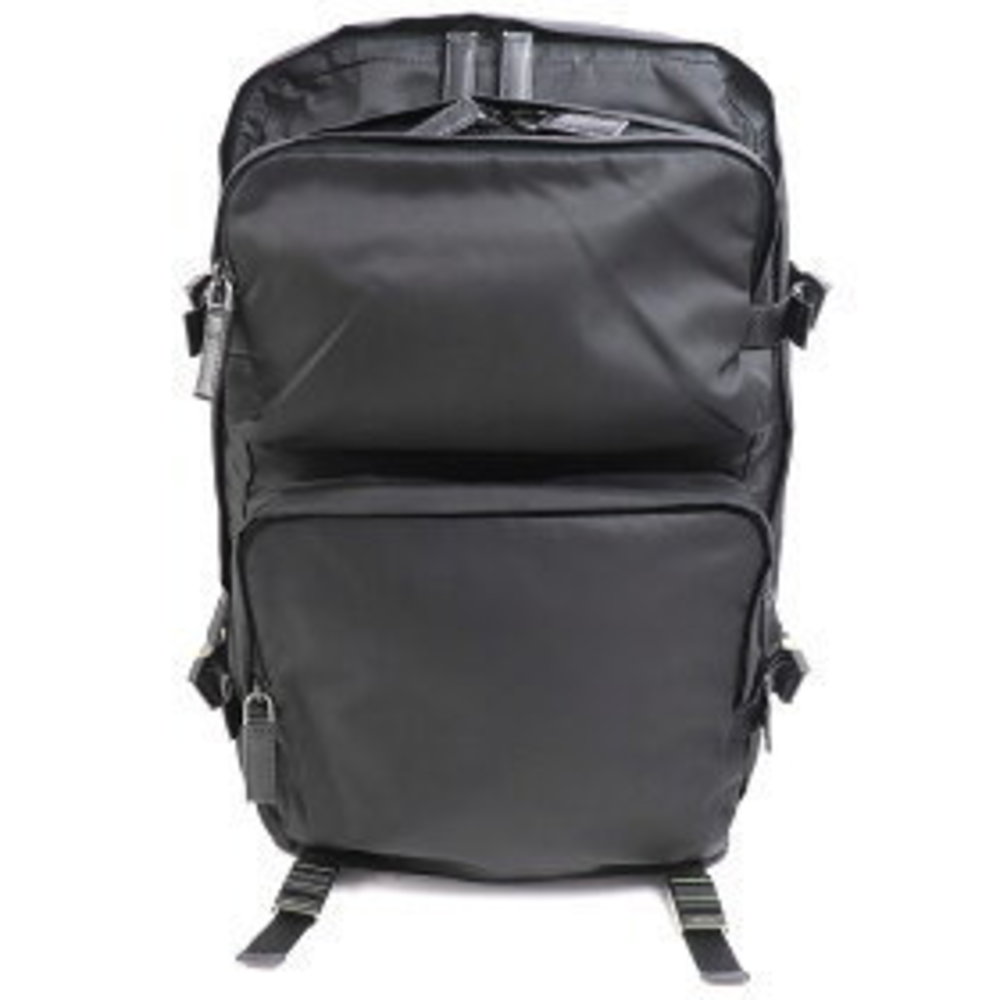Prada Triangle Backpack Testo Nylon Saffiano Leather Black Red Backpack